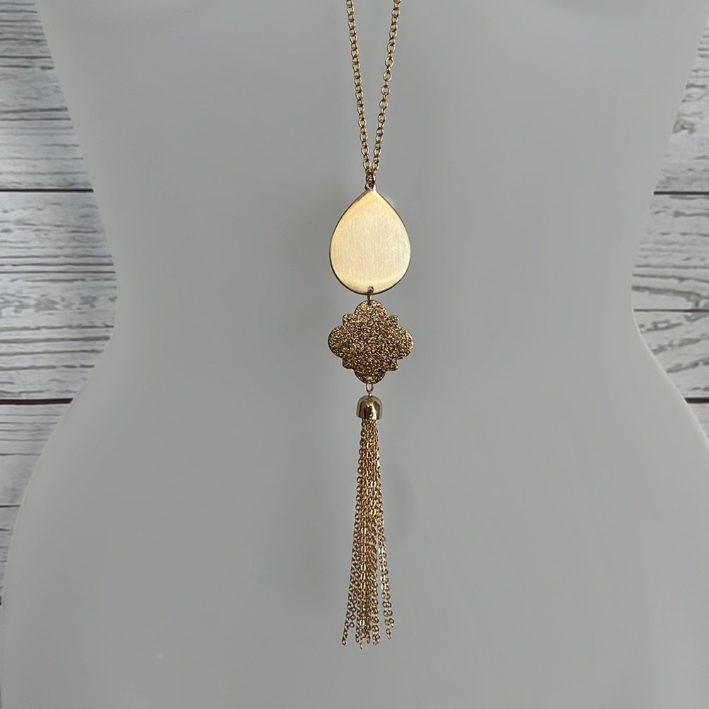 Pomina Long Statement Necklace with Tassel ✨Gold color✨ NWT